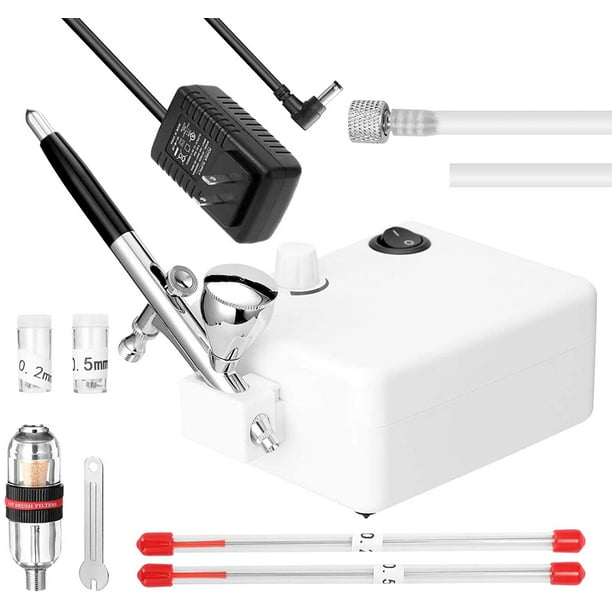 Airbrush Air Compressor Set 0.3mm Non oil Type 30PSI Multi purpose Professional Airbrush for Model Making Art Painting Nail Art Cosmetics Crafts