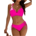 thumbnail image 2 of Minjewel Women's Bikini Two Piece Set with Swim Trunks,featuring Cutout Strap Details and Sexy Hollow Design,Summer Beachwear for Women,Hot Pink,XL, 2 of 6