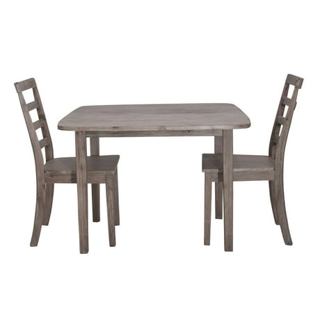 Bouldering Set - Boraam Boulder 3-Piece Dining Set, Gray Wire Brushed
