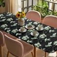 thumbnail image 3 of Black Summer Botanical Table Cloths for 8 Foot Rectangle Tables, Green Spring Floral Birds Farmhouse Patio Waterproof Elastic Fitted Tablecloths, Washable Rectangular Table Cover for Camping, 3 of 8