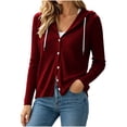 thumbnail image 4 of Azrian Women’s Hooded Knit Button Front Cardigan, Long Sleeve Knit Jacket Sizes S-2XL, 4 of 9
