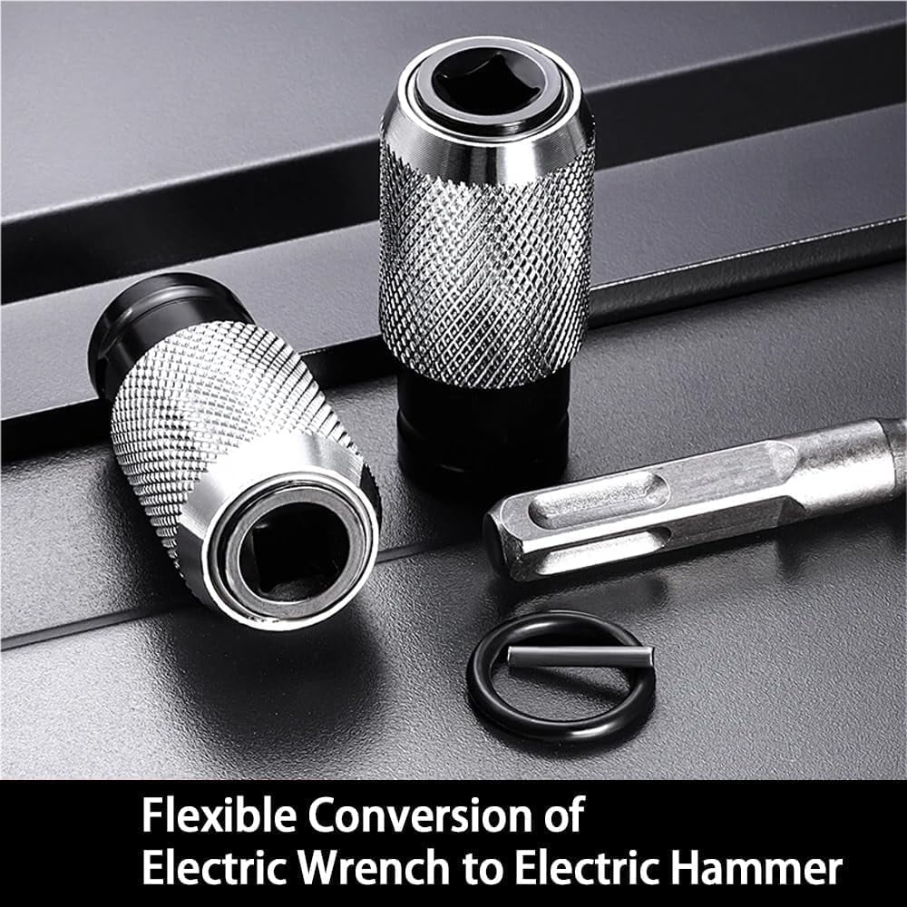 2026 New Rotary Hammer Adapter With Impact Drill Bits Set, Electric Hammer To Drill Converter, Air Hammer Socket Adapter Forged From Chrome Vanadium Steel(2Set)