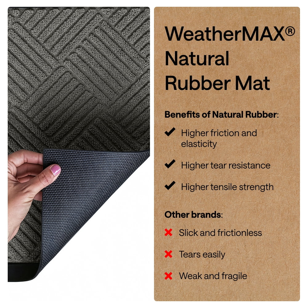 GORILLA GRIP Outside Doormat, WeatherMax Waterproof Indoor Outdoor Door Mat, 29x17 Gray Diamond