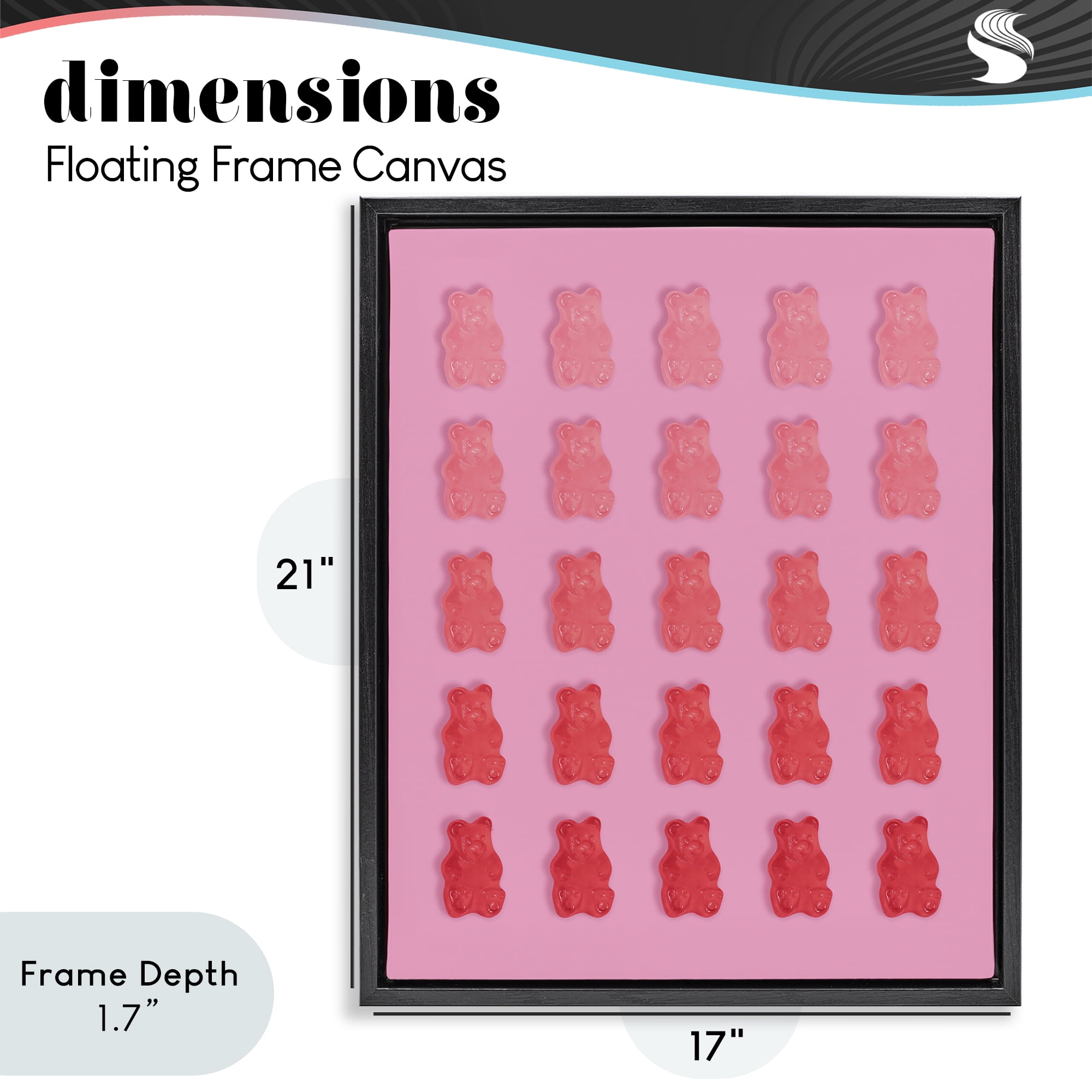 Stupell Industries Sweet Pink Gummy Bears Black Framed Floater Canvas Wall Art, design by LISH Creative
