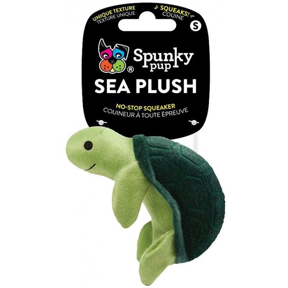 Small 1 count Spunky Pup Sea Plush Turtle Dog Toy