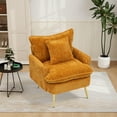 thumbnail image 3 of Glavbiku Corduroy Upholstered Single Sofa Chair,Recessed Arm Metal Legs Accent Chair,Yellow, 3 of 9