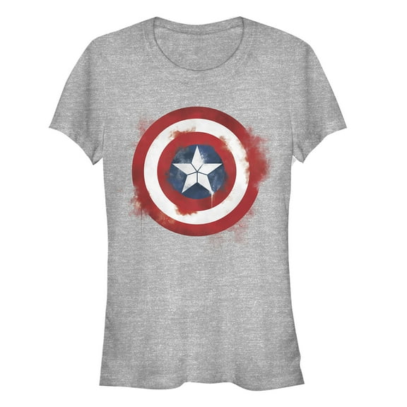 Junior's Marvel Avengers: Endgame Cap Smudged Shield Graphic Tee Athletic Heather Large