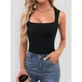 thumbnail image 2 of Women Square Neck Tank Tops Dressy Summer Sleeveless Shirts Going Out Fitted Trendy Tops T Shirts Blouses Black S, 2 of 7