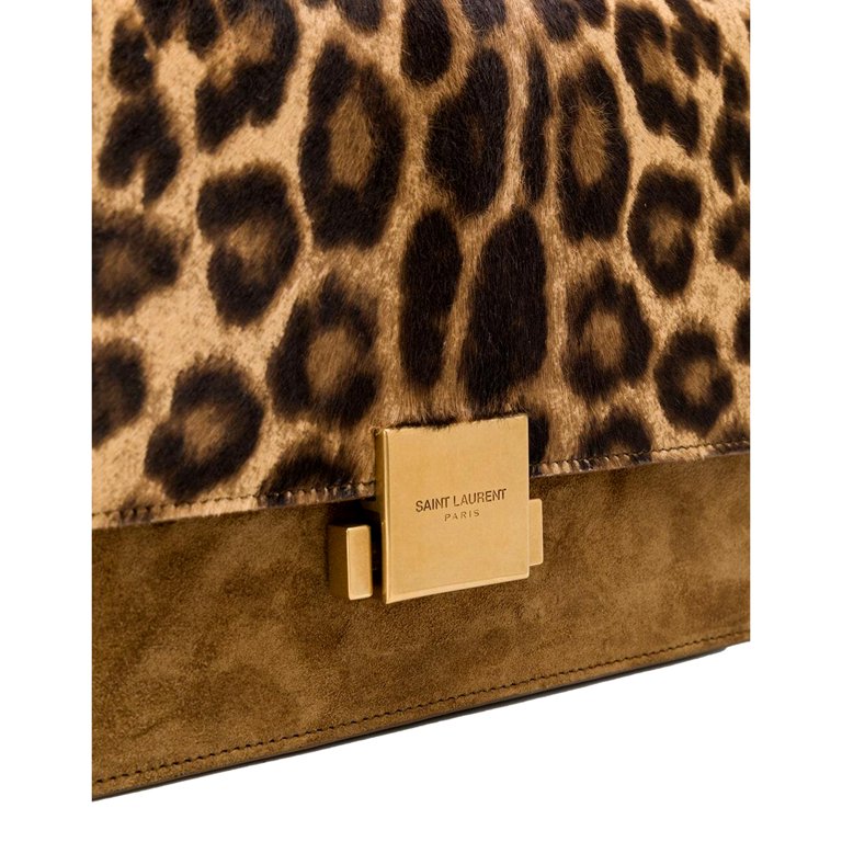 bag, leopard print, leopard print clutch, bag, ysl clutch, gold, clutch,  ysl - Wheretoget