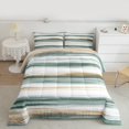 thumbnail image 2 of Manfei Chic Geometric Adult Bedding Comforter Set, Green Striped Abstract Twin Comforter Sets, Modern Chic Artwork Reversible Bedding Set, Super Cozy Room Decor, 2-Piece, 2 of 8