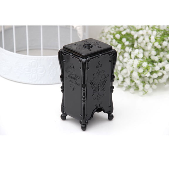 BESTYASH Clear Acrylic Makeup Cotton Storage Box with Vintage Embossed Design, Cosmetic Organizer for Vanity and Bathroom