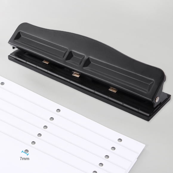 Musbetu 3 Hole Puncher Adjustable 8 Sheet Heavy Duty Metal Built-in Waste Chip Tray Anti-slip Base Desktop Manual Paper Punch Home Supplies