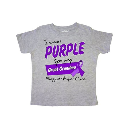 

Inktastic I Wear Purple for my Great Grandma-Support Hope Cure Gift Toddler Boy or Toddler Girl T-Shirt