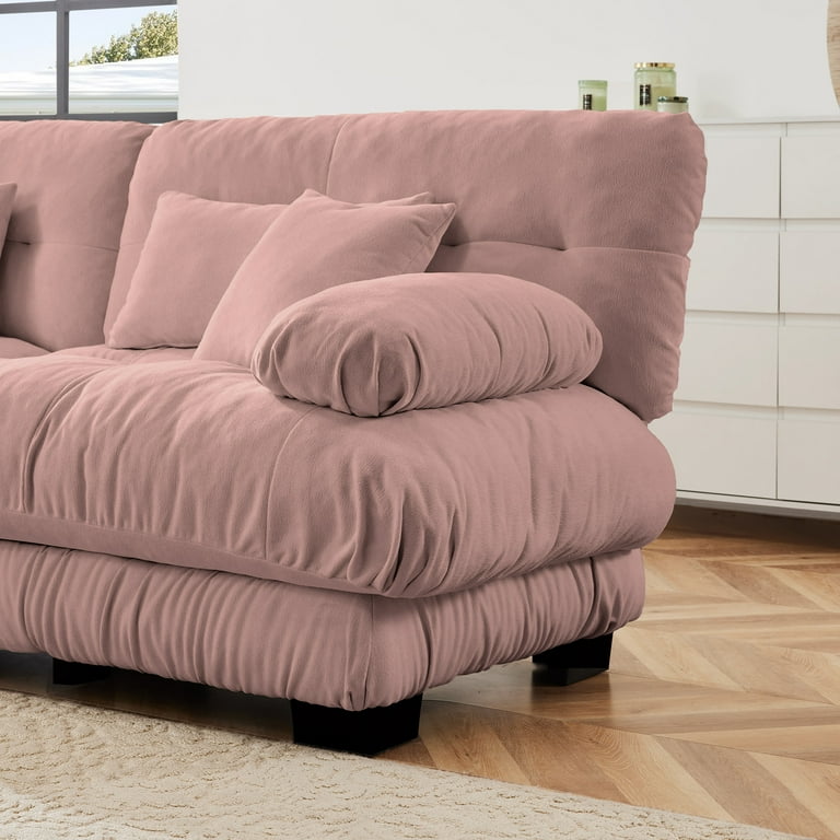 Gewnee Pink Cloud Chenille 2 Seater Sofa Couch with 2