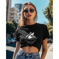 thumbnail image 4 of T Shirts for Women Short Sleeve Cotton Crewneck T-Shirt, Shark with Iceberg Ocean Tee Tops Casual Basic T-Shirts, XS-5XL Black S, 4 of 7