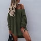 thumbnail image 2 of Gibobby Suéter casual mujer, Suéter con cuello en V y hombros plisados para mujer(Verde,CH), 2 of 4