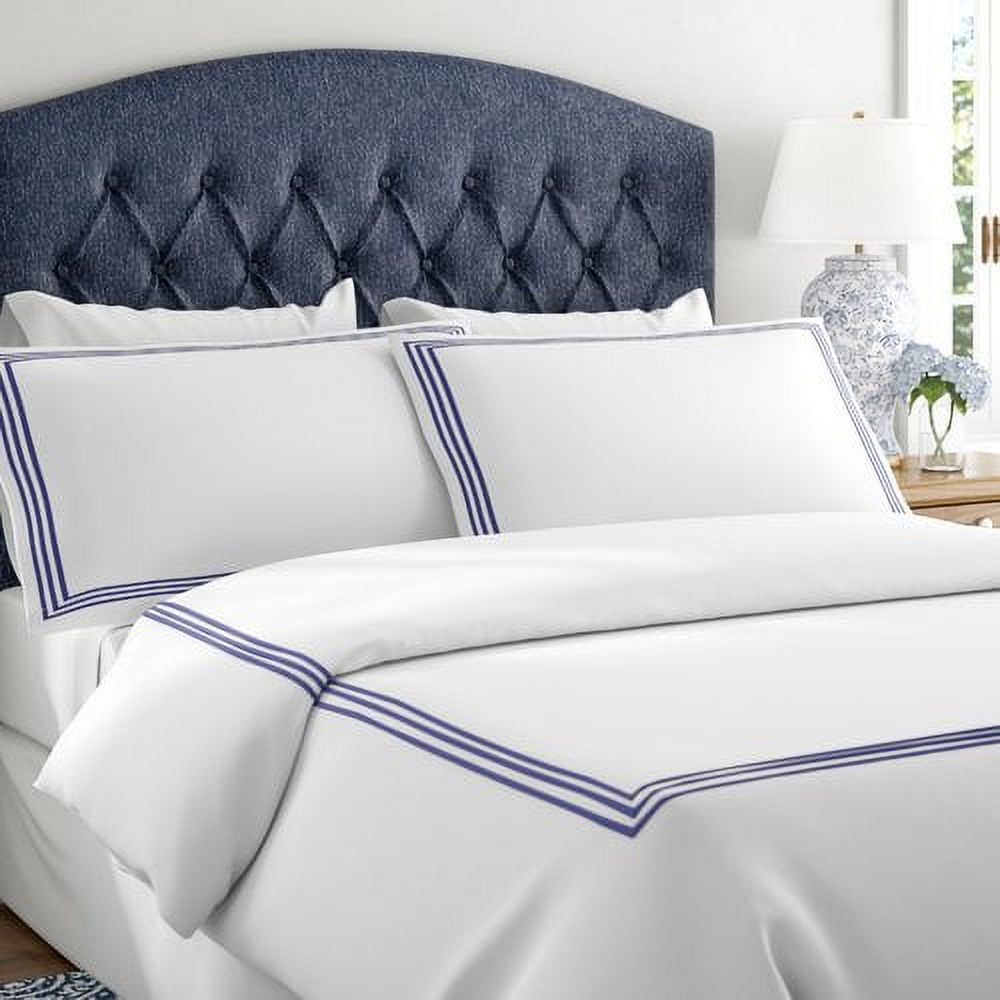 Echelon Home Three Line Hotel Collection 3-piece Duvet Cover Set - On Sale  - Bed Bath & Beyond - 9965408