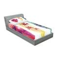 thumbnail image 2 of Ambesonne Tropical Fitted Sheet & Pillow Sham Set, Palm Trees Seagulls, Twinxl, Pale Yellow Fuchsia, 2 of 2