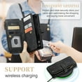 thumbnail image 3 of JTCASES for Google Pixel 8 Pro Wallet Case with Zipper Purse Card Holders Flip Stand Wrist Strap Magnetic Closure PU Leather Anti-scratch Support Wireless Charging Drop Resistant Shell, Black, 3 of 10