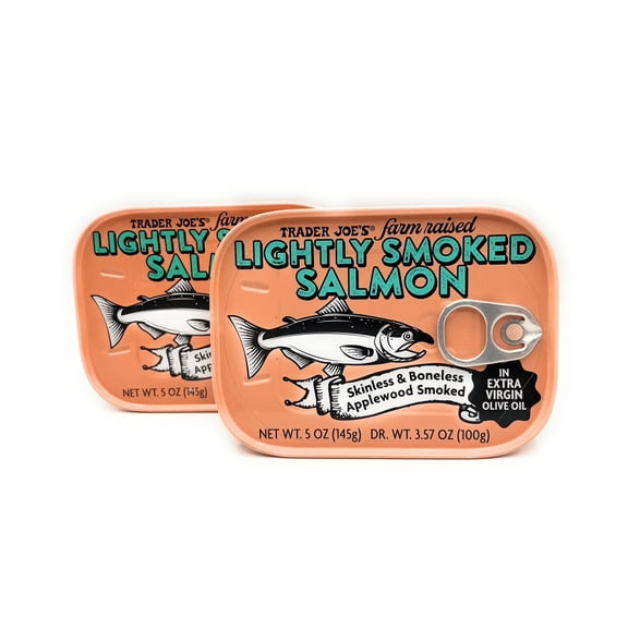 Trader Joe’s Lightly Smoked Salmon in Extra Virgin Olive Oil Applewood Smoked Net 5oz/145g – (Pack of 2)