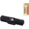 thumbnail image 1 of Rechargeable Smart Led Motion Sensor Ambient Light, Punch-Free Color Changing Motion Sensor Light for Stairs, Rechargeable RGB Led Wall Lamp, for Stairs, Wardrobe, Cabinet (Black,3-Color), 1 of 8