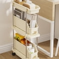 thumbnail image 4 of Medium Size Narrow Crevice Rolling Storage Cart With Pull-Out Drawer Bins, Multi Layer Space Saving Wheeled Organizer Rack For Kitchen Bathroom Gap Sundry Storage(S)3 tiers, 4 of 6