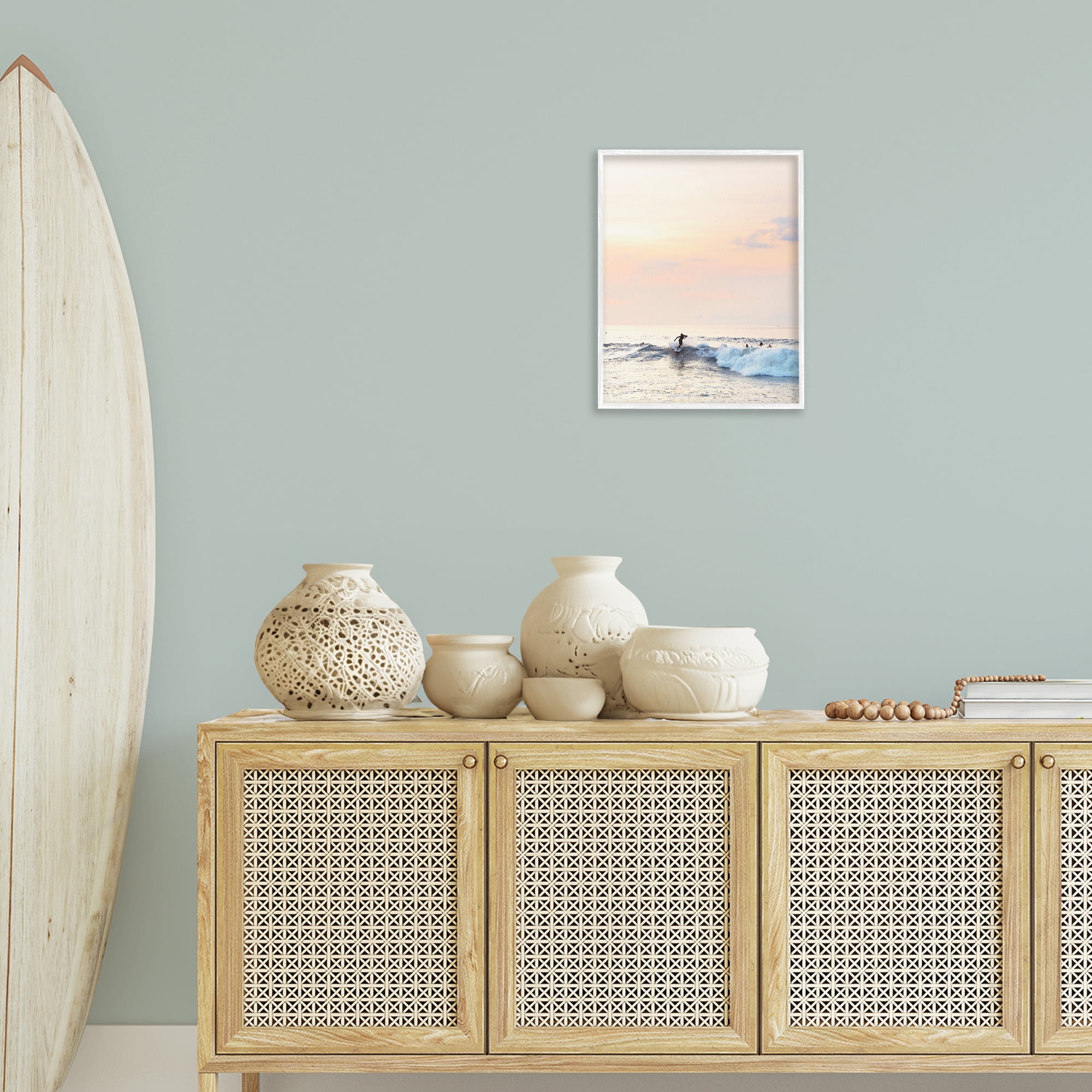 Stupell Industries Sunset Surfer Landscape Coastal Photography White Framed Art Print Wall Art, 16 x 20