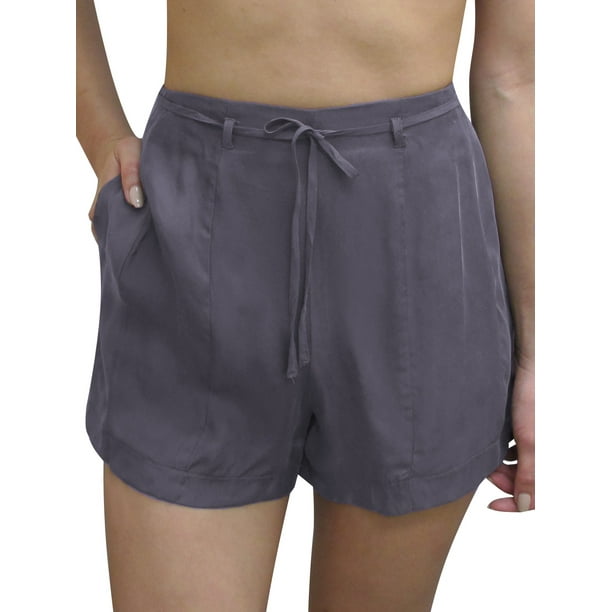 Feinuhan Summer Womens Woven High Waist Side Zipper Casual Shorts