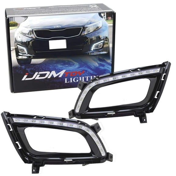Xenon White LED Daytime Running Lights For 2014-2015 Kia Optima K5, OEM Fit Kspeed Style DRL Bezels Powered by 12 Pieces High Power LED Lights