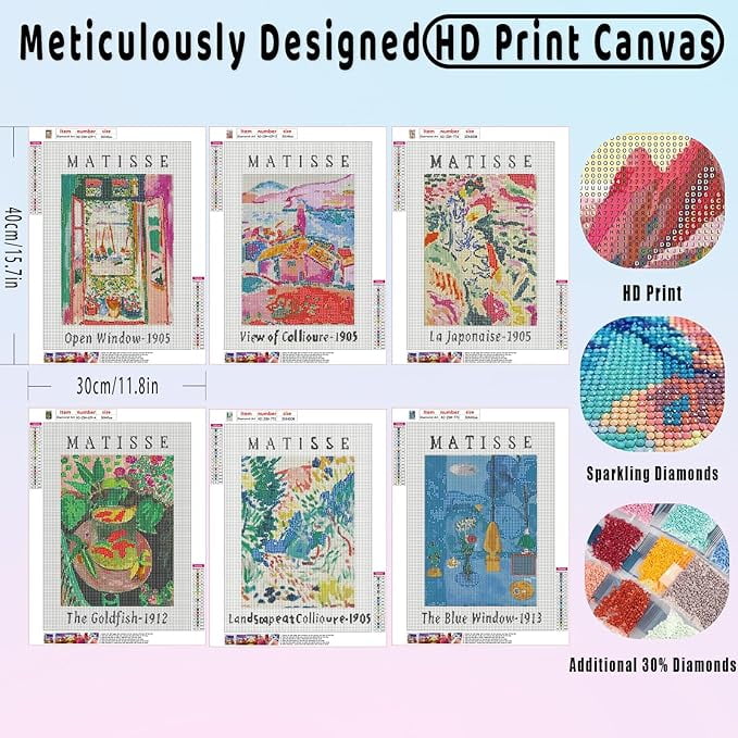 Diamond Painting Kits for Adults - 6pack DIY 5D Diamond Art Kits Full Drill Diamond Dots Paintings with Diamonds Gem Art and Crafts Home Decor