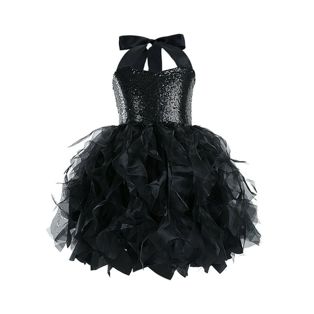PMVFHDE Robes d'Été pour Filles, Tenues de Robe Historique pour Tout-Petits, Noir, 8-10 Ans