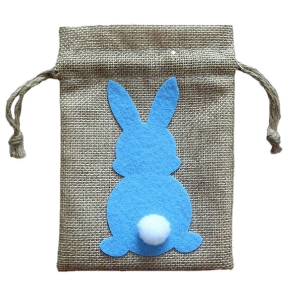 SDFGTstore Easter Bunny with Tail Drawstring Gift Bag Decorative Organization Holder
