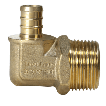 2 Pcs XFITTING Barb Crimp 1/2 Inch Pex X 3/4 Inch Male Threaded Elbow, 1/2 Inch x 3/4 Inch Male Elbow
