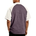 thumbnail image 4 of Hearthz S-4XL Men's Quarter Zip Raglan Shirts for Men Short Sleeve Color Block Stand Collar Pullover Soft Cuffed Sleeve Contrast Colors Mens Athletic Shirts, 4 of 5