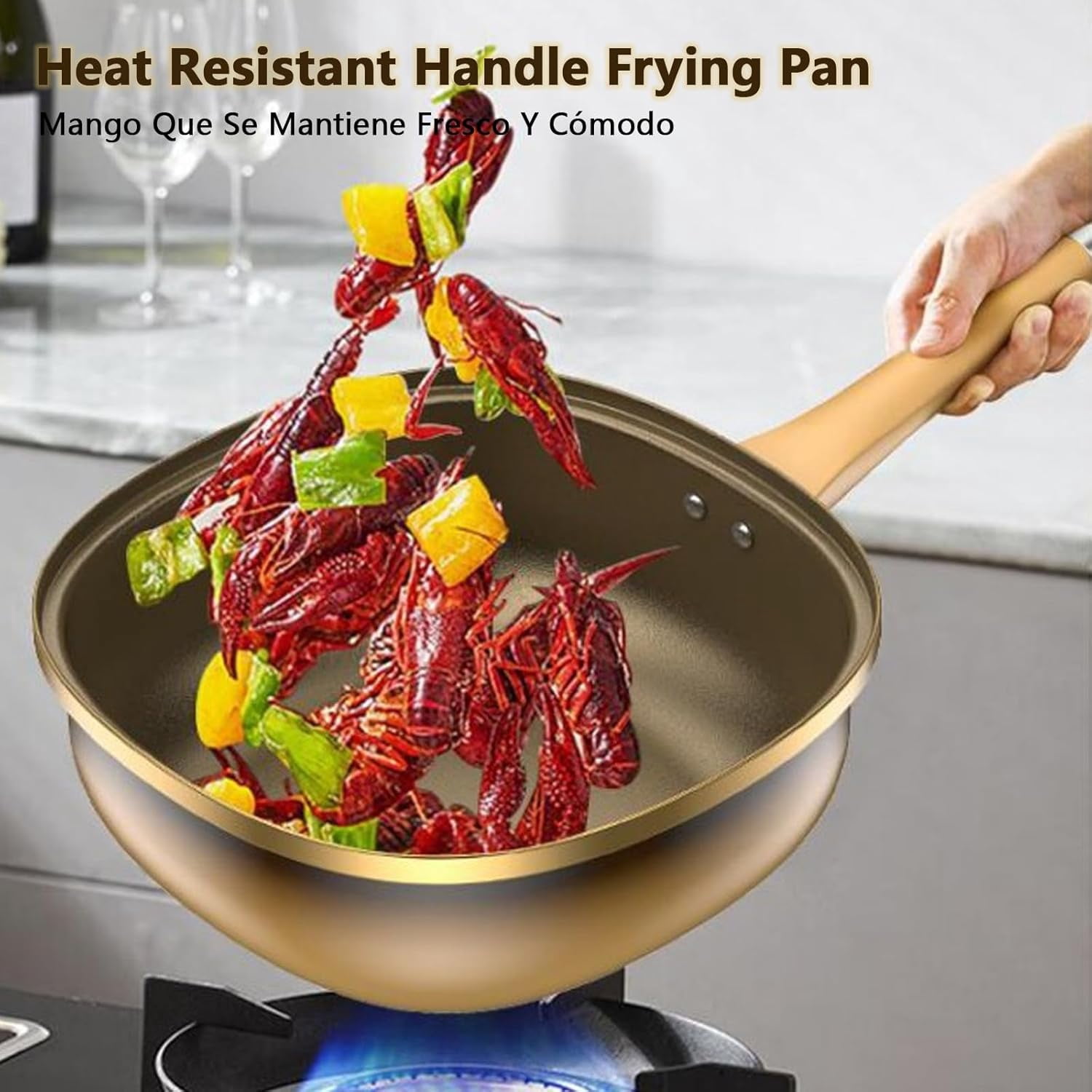 12in Titanium Alloy Non-Stick Pot with Lid, Titanium Pans for Cooking with Steamer, Non Stick Frying Saute Pan with Ergonomic Stay-Cool Handles Cookwarefor Cooking, Frying, Baking(No Steamer)