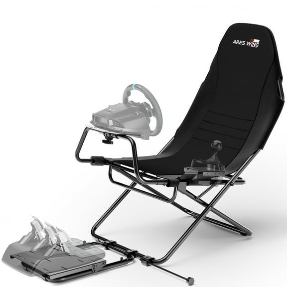 ARES WING Racing Simulator Cockpit with Foldable Gaming Chair Fit Logitech Thrustmaster Xbox