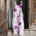 thumbnail image 2 of yoeyez Rompers for Women Plus Size,Womens Summer Printed Plus Size Romper Sleeveless Adjustable Straps Backless Jumpsuits With Pockets Pink,M, 2 of 6