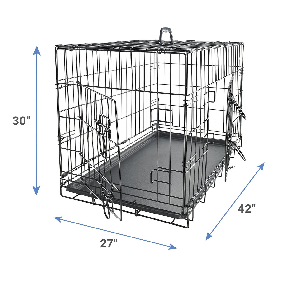 Paws & Pals Wire Dog Crate with Tray Double Door (42-inch) (XL) - image 3 of 12