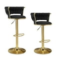 thumbnail image 5 of Daluvenix Velvet Bar Stools Set of 2, Counter Height Barstools with Low Back, Gold 360° Swivel Bar Stool ,Counter Height Bar Chairs for Kitchen Island, Pub,Black, 5 of 7
