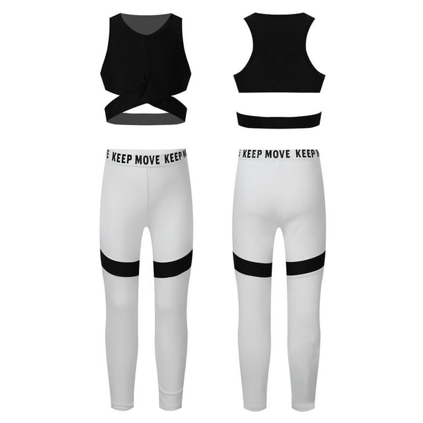 DPOIS Kids Girls Athletic Crop Tops and Leggings Activewear Set