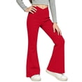 thumbnail image 2 of Bell Bottom Leggings for Girls Premium Stretch Flare Pants V‑crossover Slim Fit Side Pockets Athletic School‑ready Bottoms, 2 of 7