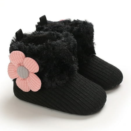 

Baby Shoes Plus Velvet Warm Flowers Boots Fashion Non Slip Breathable Toddler Shoes Boots Boots