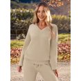 thumbnail image 4 of Women'S Lounge Sets Fall Fashion 2 Piece Outfits Sweater Pajama Set Fuzzy Loungewear Matching Winter Clothes Camel Color XS, 4 of 9