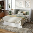 thumbnail image 3 of AFI Hamilton Full Solid Wood Murphy Bed Chest with 6" Mattress, Drawer & Charger, White, 3 of 22