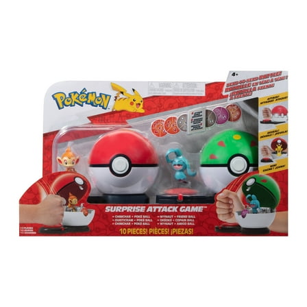 Pokémon Surprise Attack Poke Ball Battle Game - Chimchar with Poké Ball vs Wynaut with Friend Set
