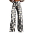 thumbnail image 3 of Women's Casual Pants Wide Leg Pants Women'S High Waisted Flower Patterned Pants Lightweight And Loose Casual Colorful Pants Heavyweight Pants,Gray Women's Casual Pants XXL, 3 of 7