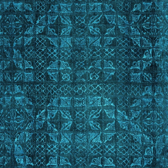 Ahgly Company Machine Washable Indoor Square Abstract Turquoise Blue Modern Area Rugs, 8' Square