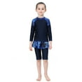 thumbnail image 5 of Aocisk Girls Swimsuit Full Coverage Long Sleeve Swim with Skirt and Pants for Girls Conservative Swimsuit Age 2 13 Years Bathing Suit Kids Girls Blue 4-5 Years, 5 of 8