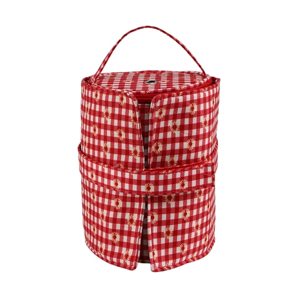 Bolsa de almacenamiento de hilo, bolsa de crochet, bolsa de mano extraíble, suministros de tejido, ligera, pequeña Rojo