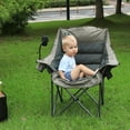 thumbnail image 2 of Oversized XL Folding Camping Chair,Heavy Duty Support 400Lbs,Large Comfy Padded Camp Chair for Adults,Lawn Arm Chair w/Cup Holder,Phone Holder,Carry Bag Perfect for Outdoor (Brown, 2 of 12